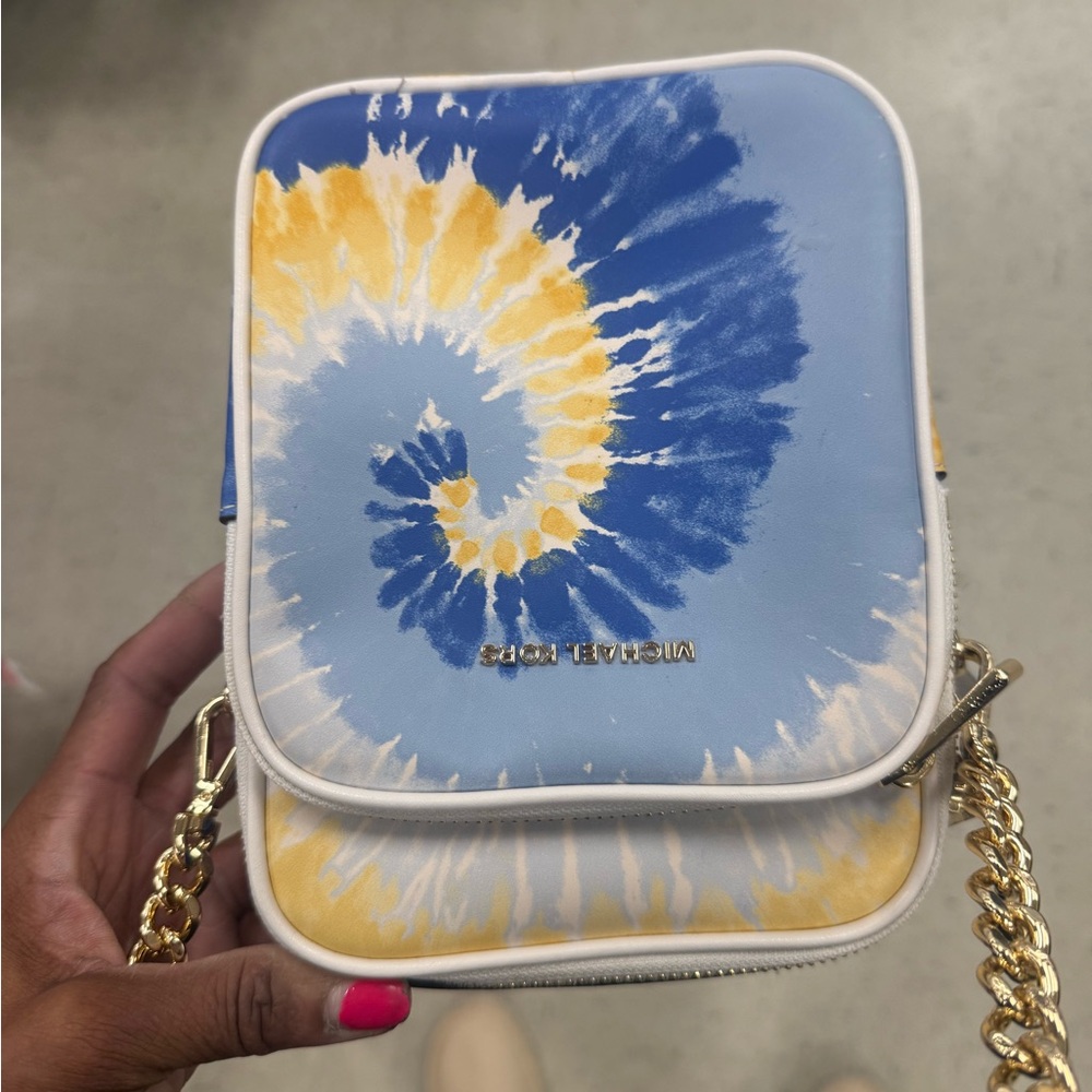 Michael Kors Blue and Yellow Tie-Dye Crossbody Bag